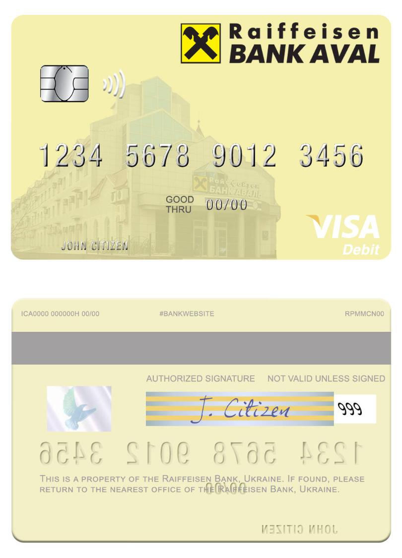 Ukraine Raiffeisen Bank visa debit card
